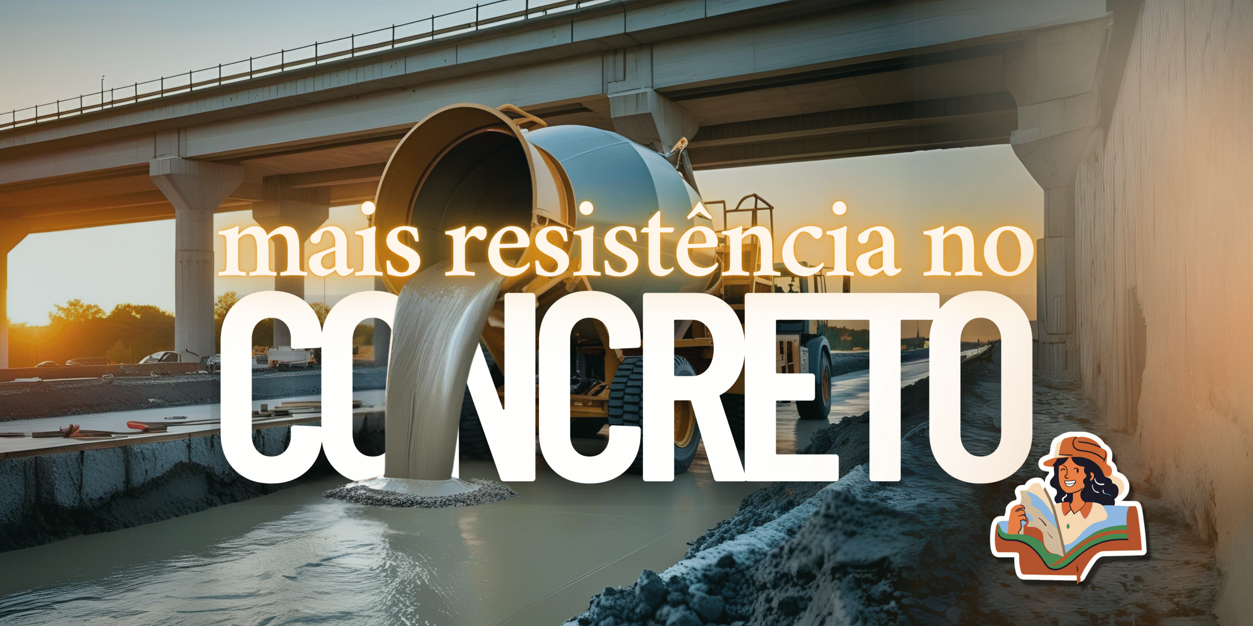 Imagem de uma grande estrutura industrial, como uma ponte, construída com concreto reforçado com quartzo, destacando durabilidade e resistência em um ambiente de construção civil.