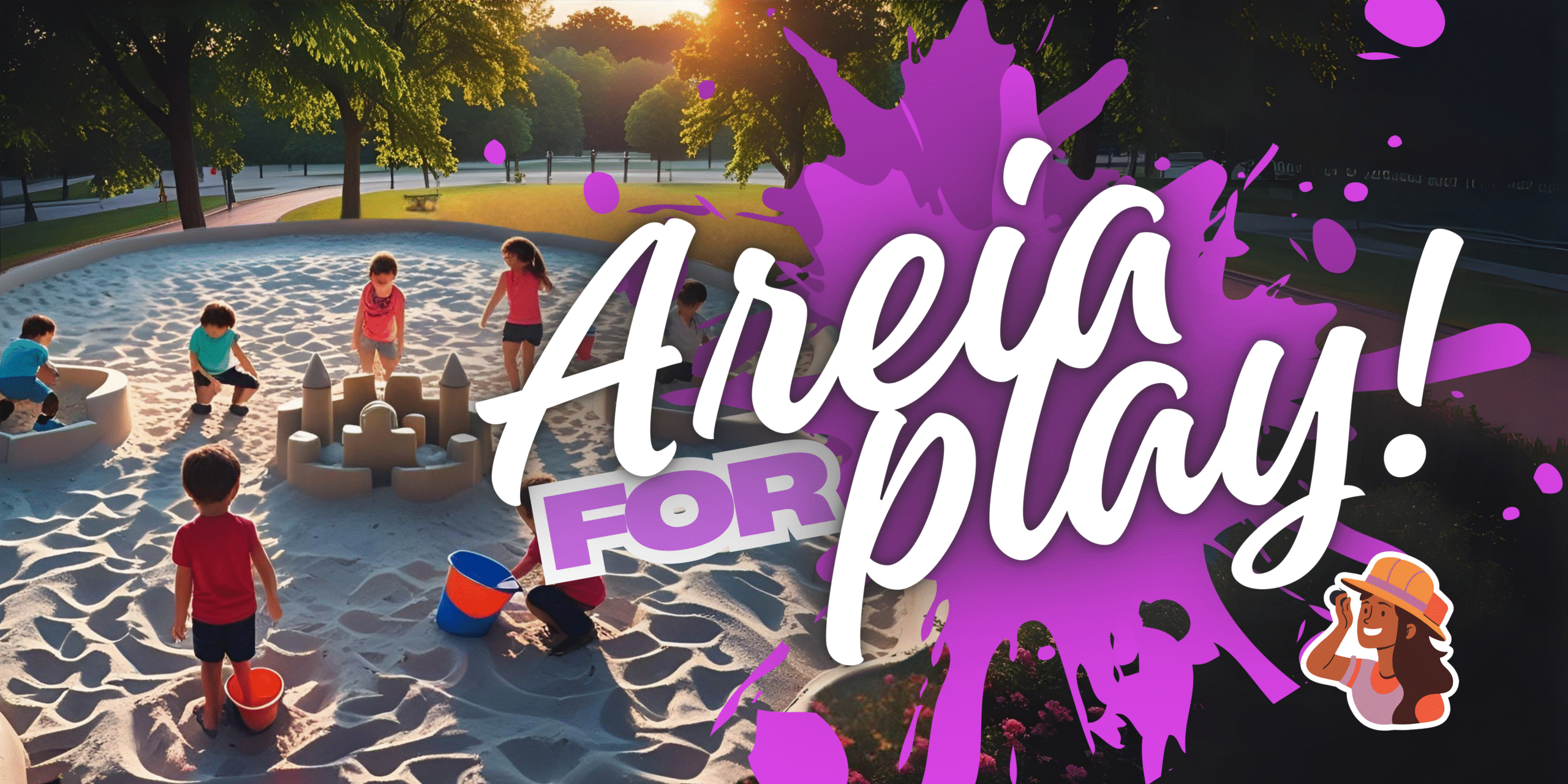 Crianças brincando em um playground com areia clara e limpa, construindo castelos de areia com baldes e pás. A imagem destaca a segurança, conforto e diversão proporcionados pela areia de alta qualidade da BRX MINÉRIOS.